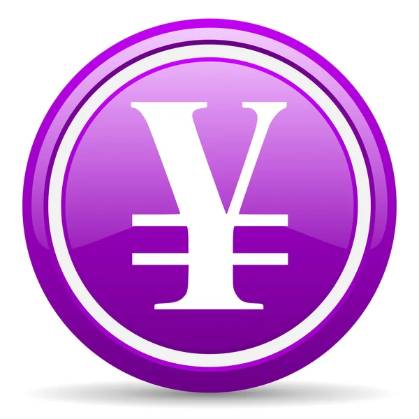 Yen violeta icono brillante sobre fondo blanco — Foto de Stock