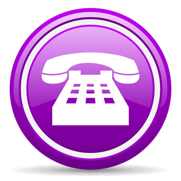 Telefon violett glänzend Symbol auf weißem Hintergrund — Stockfoto