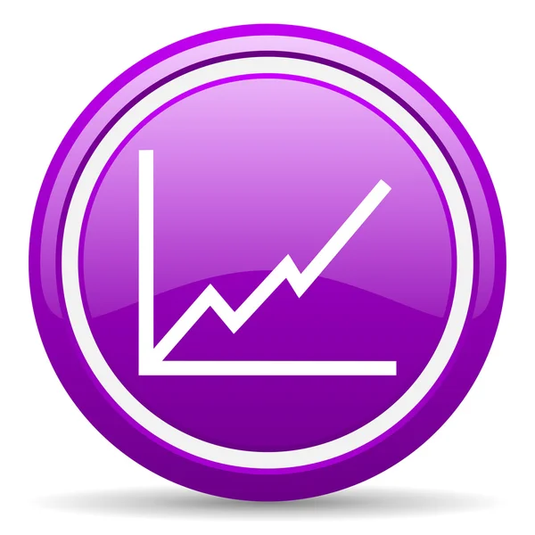 Chart violet glossy icon on white background — Stock Photo, Image