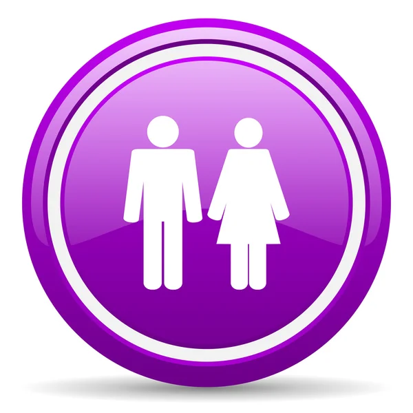 Couple violet glossy icon on white background — Stock Photo, Image