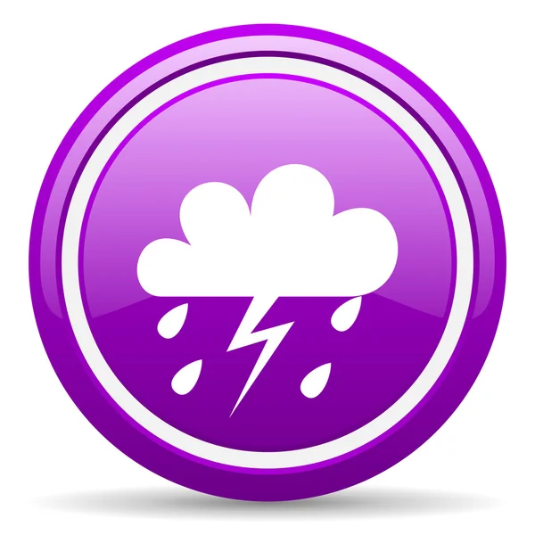 Прогноз погоди фіолетовий глянцевий значок на білому тлі — стокове фото
