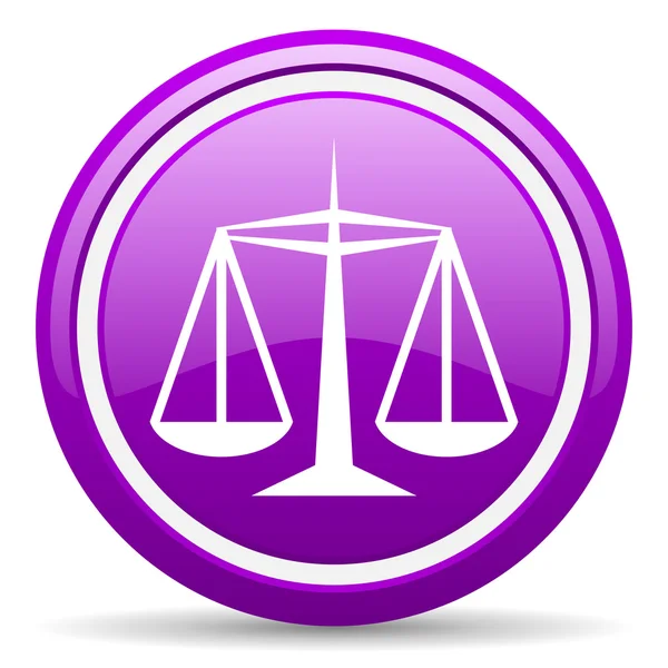 Justice violet glossy icon on white background — Stock Photo, Image