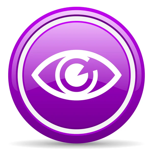 Silmä violetti kiiltävä kuvake valkoisella taustalla — kuvapankkivalokuva