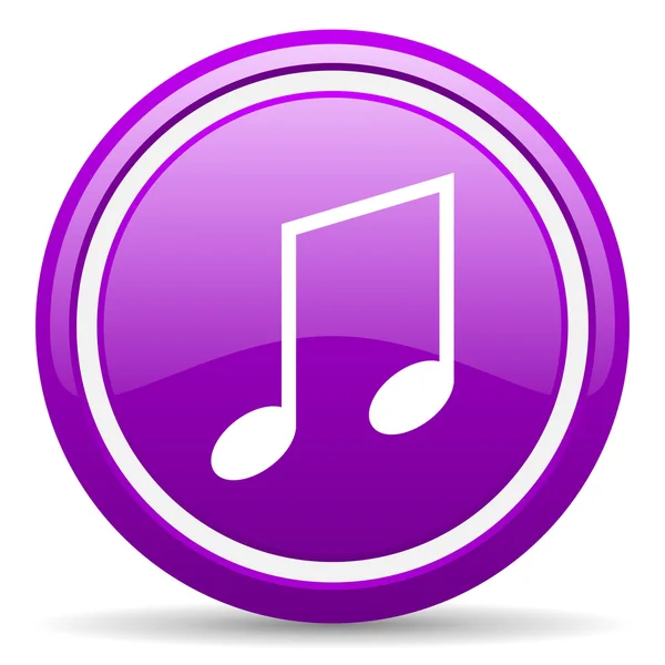 Musik violett glänsande ikonen på vit bakgrund — Stockfoto