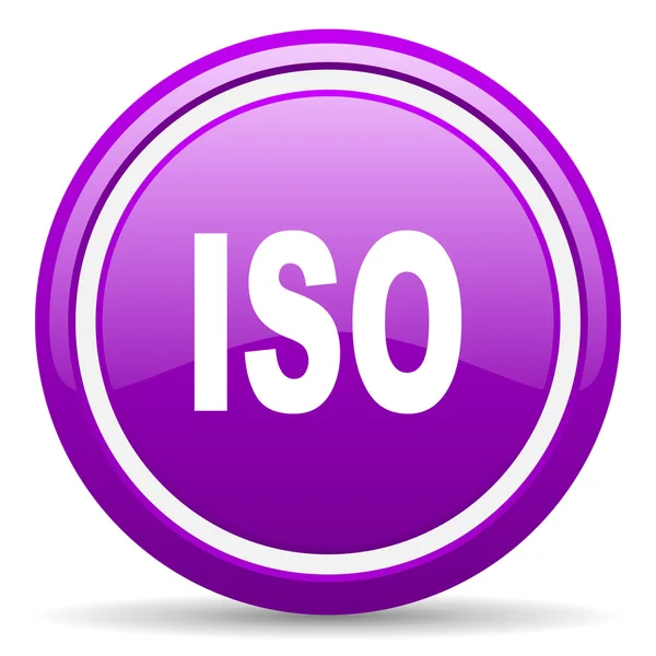 ISO lila fényes ikon fehér háttér — Stock Fotó