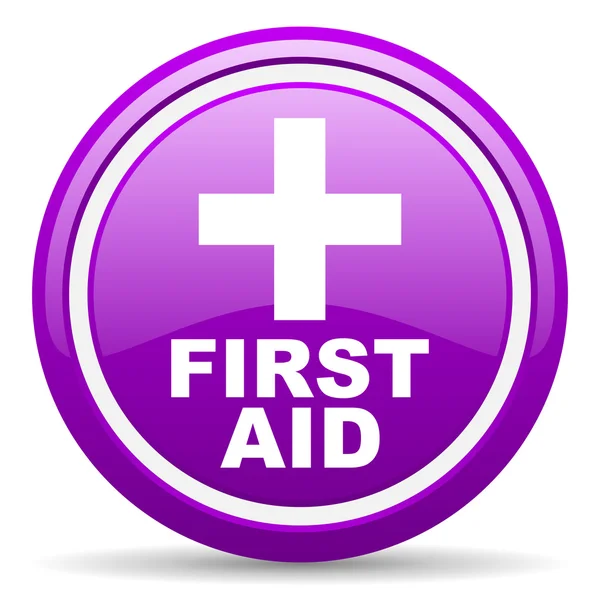 First aid violet glossy icon on white background — Stock Photo, Image