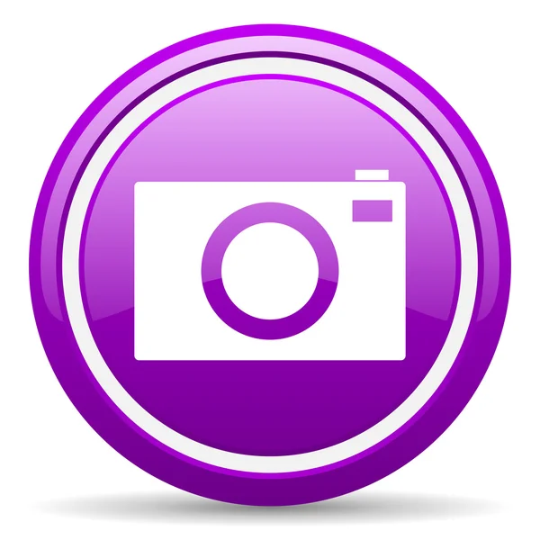 Camera violet glossy icon on white background — Stock Photo, Image