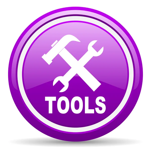 Tools violet glossy icon on white background — Stock Photo, Image