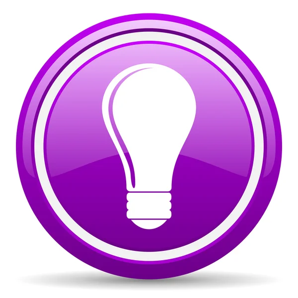 Bombilla violeta icono brillante sobre fondo blanco —  Fotos de Stock