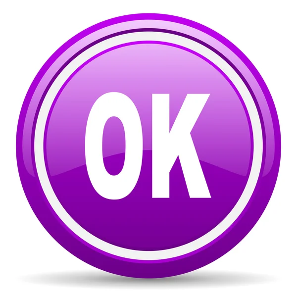 OK violett glänsande ikonen på vit bakgrund — Stockfoto