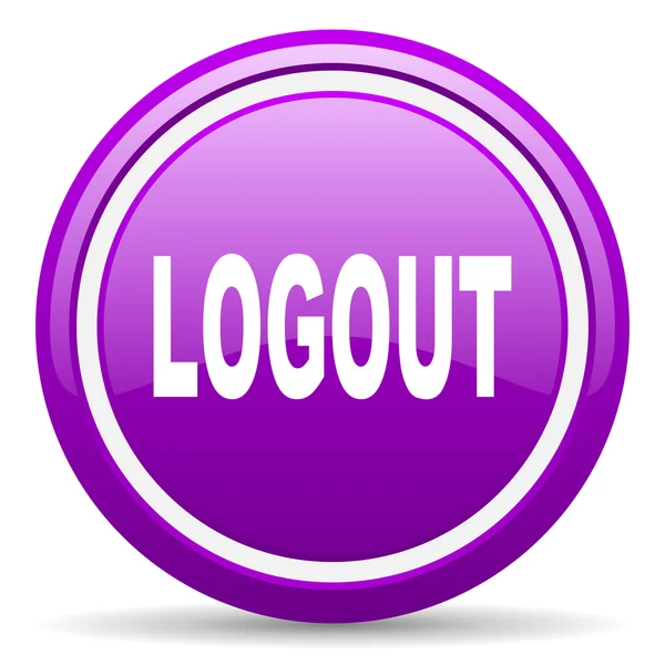 Logout violet glossy icon on white background — Stock Photo, Image