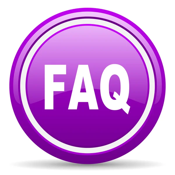 Faq violet glossy icon on white background — Stock Photo, Image