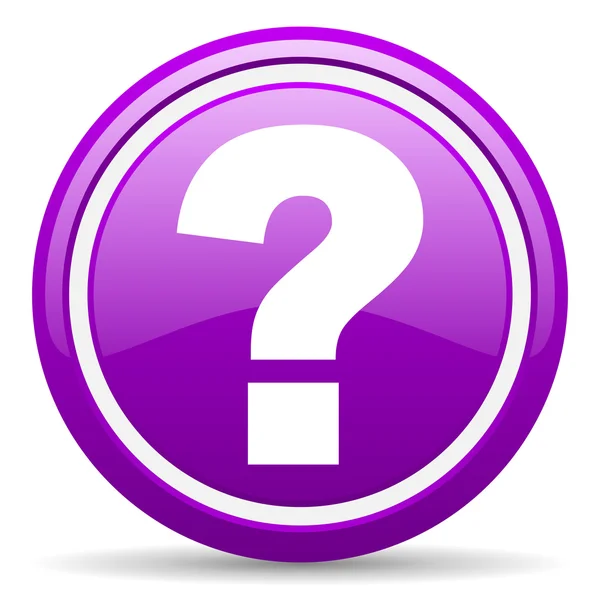 Ponto de interrogação ícone lustroso violeta no fundo branco — Fotografia de Stock