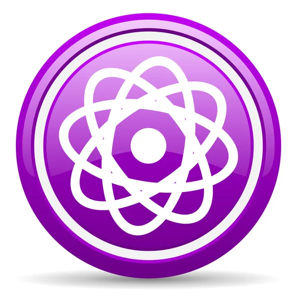 Atom violet glossy icon on white background — Stock Photo, Image
