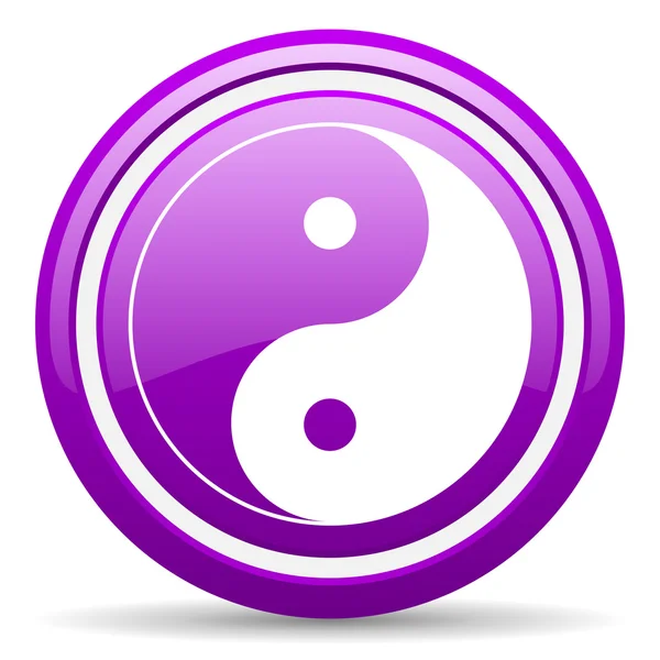 Ying yang violet glanzende pictogram op witte achtergrond — Stockfoto