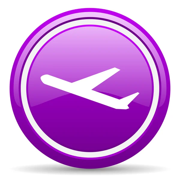 Vliegtuig violet glanzende pictogram op witte achtergrond — Stockfoto
