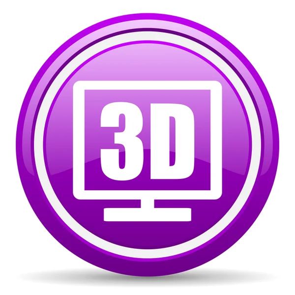 3D fialová lesklá obrazovka na bílém pozadí — Stock fotografie