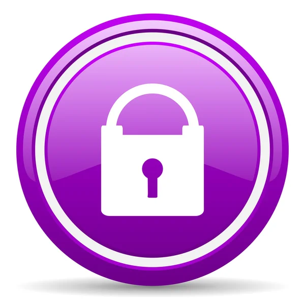 Proteger ícone lustroso violeta no fundo branco — Fotografia de Stock