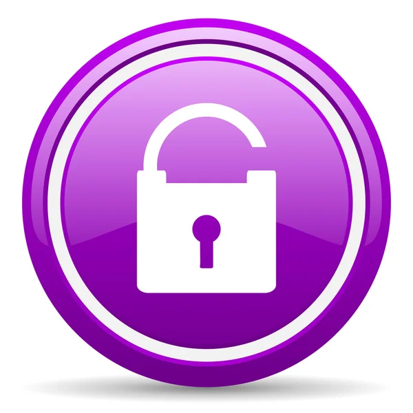 Candado violeta icono brillante sobre fondo blanco —  Fotos de Stock