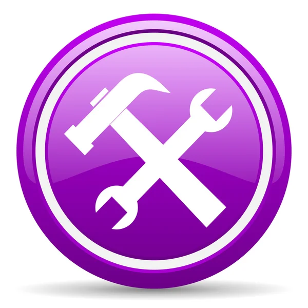 Tools violet glossy icon on white background — Stock Photo, Image