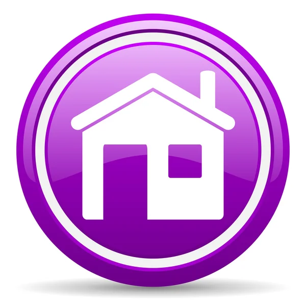 Inicio violeta icono brillante sobre fondo blanco — Foto de Stock
