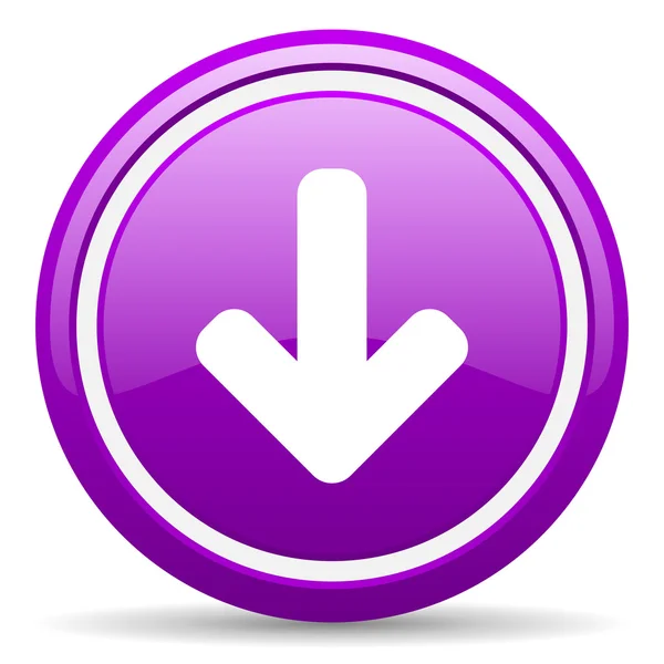 Arrow down violet glossy icon on white background — Stock Photo, Image