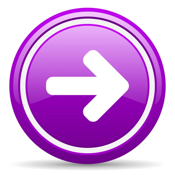 Pil höger violett glänsande ikonen på vit bakgrund — Stockfoto