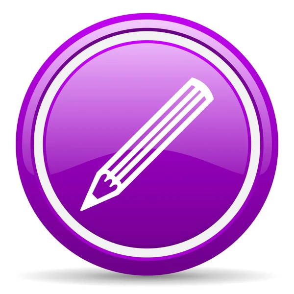Pencil violet glossy icon on white background — Stock Photo, Image