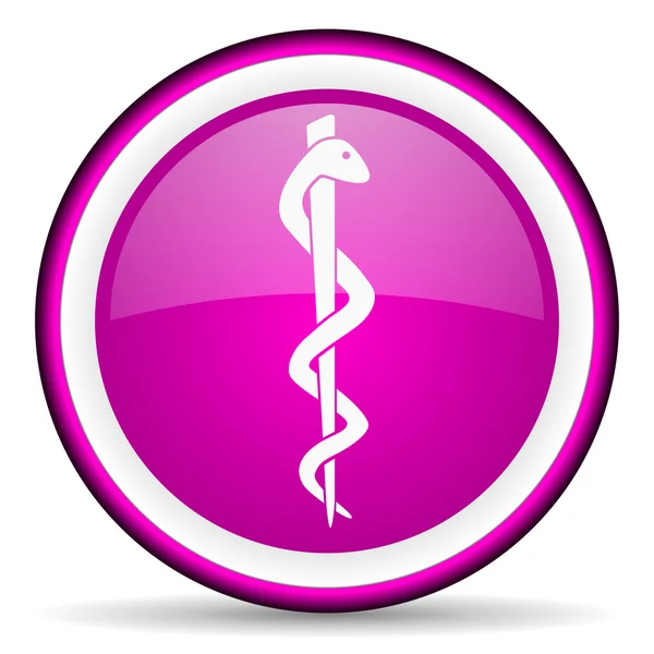 Caduceus violet glanzende pictogram op witte achtergrond — Stockfoto