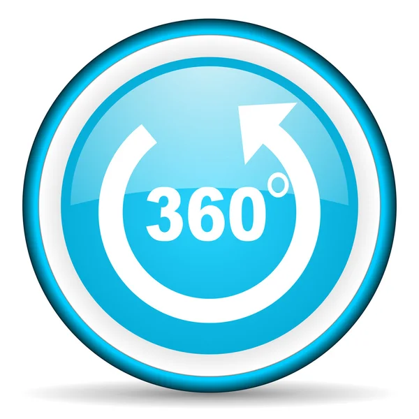 360 degrees panorama blue glossy icon on white background — Stock Photo, Image