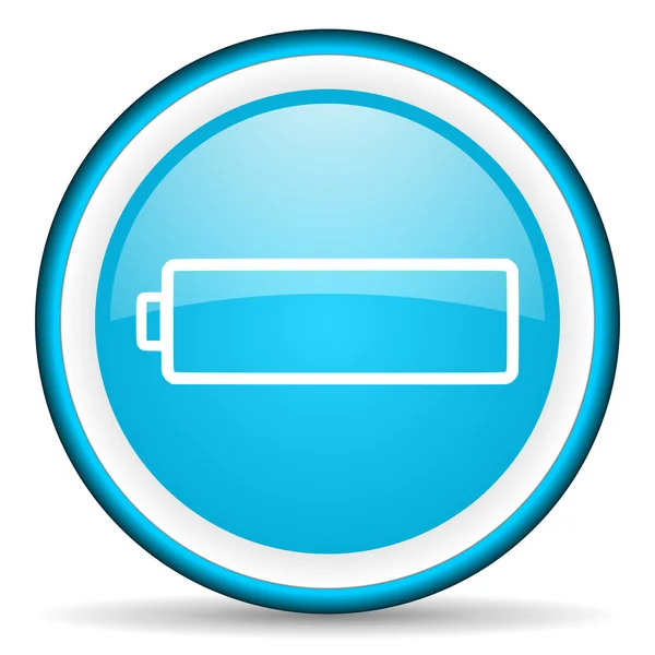 Batería azul icono brillante sobre fondo blanco — Foto de Stock