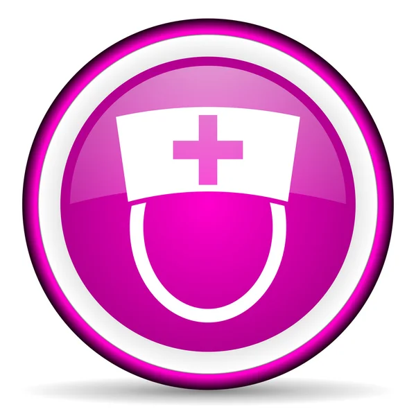 Nurse violet glossy icon on white background — Stock Photo, Image