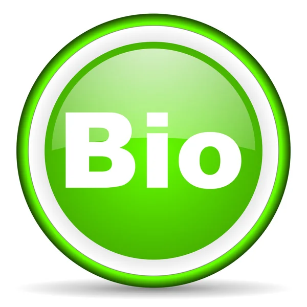 Bio green glossy icon on white background — стоковое фото
