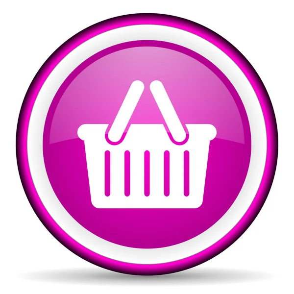 Carrinho de compras ícone lustroso violeta no fundo branco — Fotografia de Stock