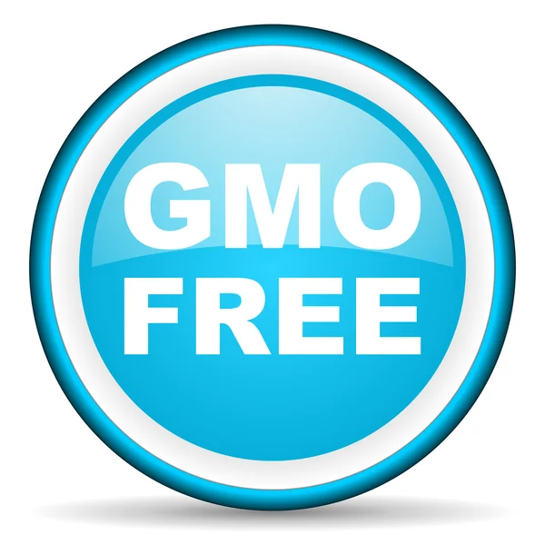 Gmo free blue icono brillante sobre fondo blanco — Foto de Stock