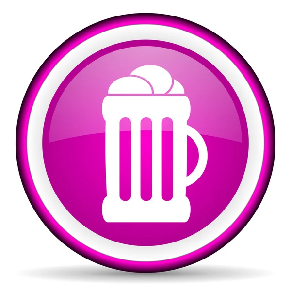 Beer violet glossy icon on white background — Stock Photo, Image