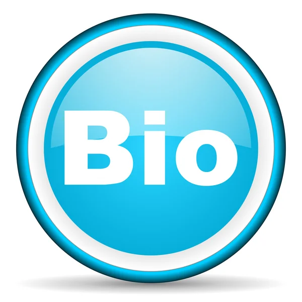 Bio blauwe glanzende pictogram op witte achtergrond — Stockfoto