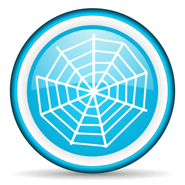 Spider web blue glossy icon on white background — Stock Photo, Image