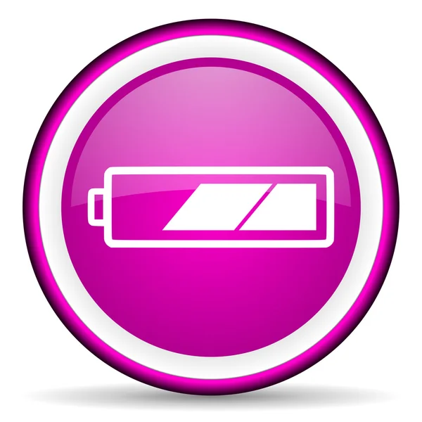 Battery violet glossy icon on white background — Stock Photo, Image
