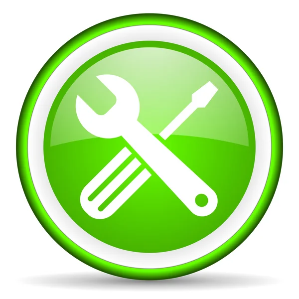 Tools green glossy icon on white background — Stock Photo, Image