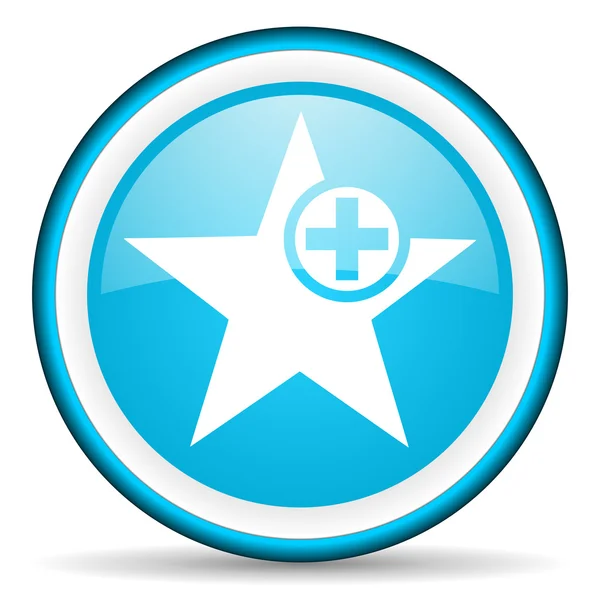 Modrý lesklý ikonu hvězdičky na bílém pozadí — Stock fotografie