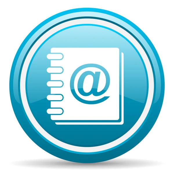 Address book blue glossy icon on white background — Stock Photo, Image