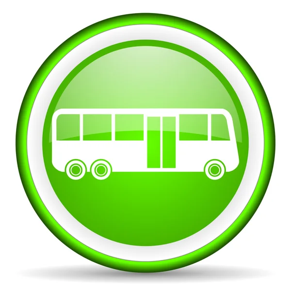 Bus green glossy icon on white background — Stock Photo, Image