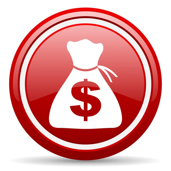 Geld rot glänzend Symbol auf weißem Hintergrund — Stockfoto