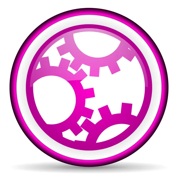 Gears violet glossy icon on white background — Stock Photo, Image