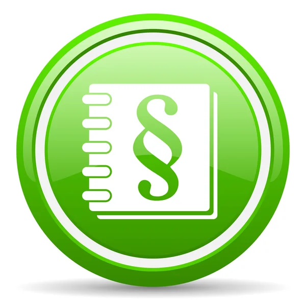 Law green glossy icon on white background — Stock Photo, Image