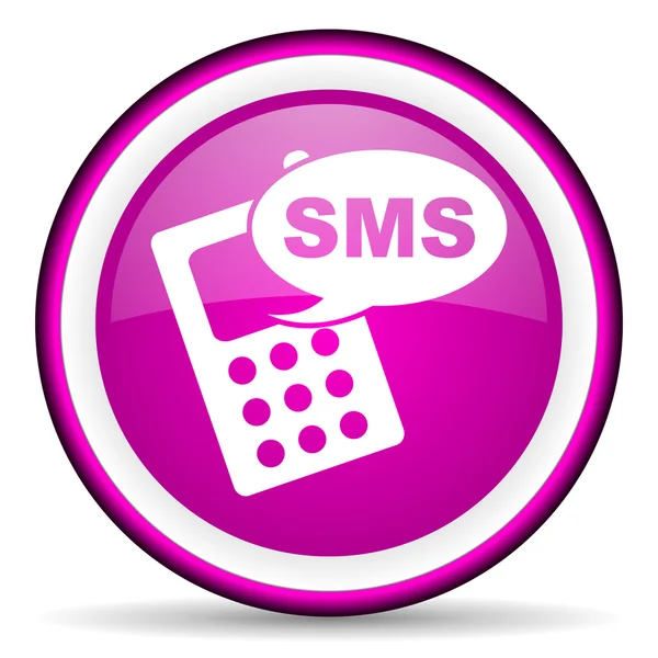 Sms violet glossy icon on white background — Stock Photo, Image