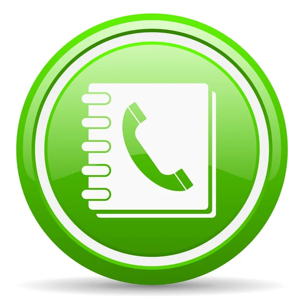 Telefonní seznam zelené lesklé ikona na bílém pozadí — Stock fotografie