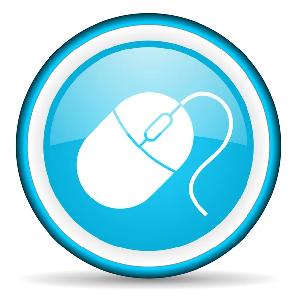 Maus blaues Hochglanz-Symbol auf weißem Hintergrund — Stockfoto