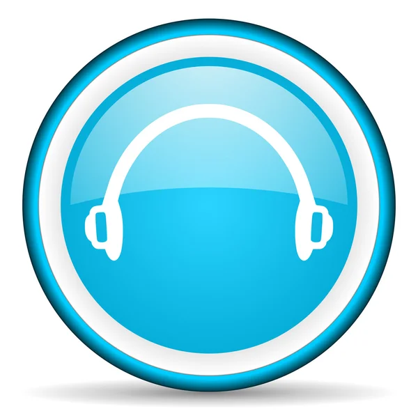 Headphones blue glossy icon on white background — Stock Photo, Image